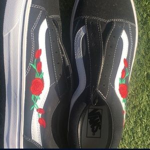 Red Rose Black Old Skool Vans